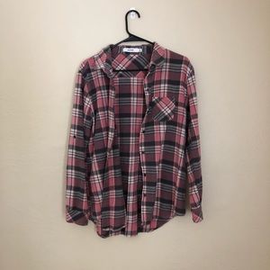 JustFab Oversized Pink and Grey Flannel